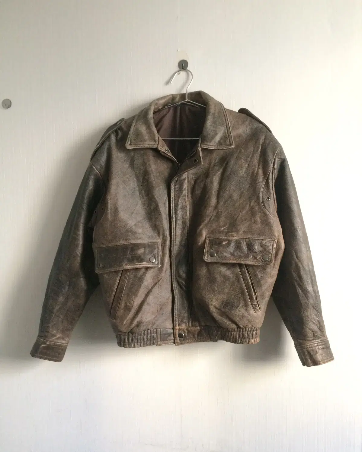 cow skin grunge washing leather jacket