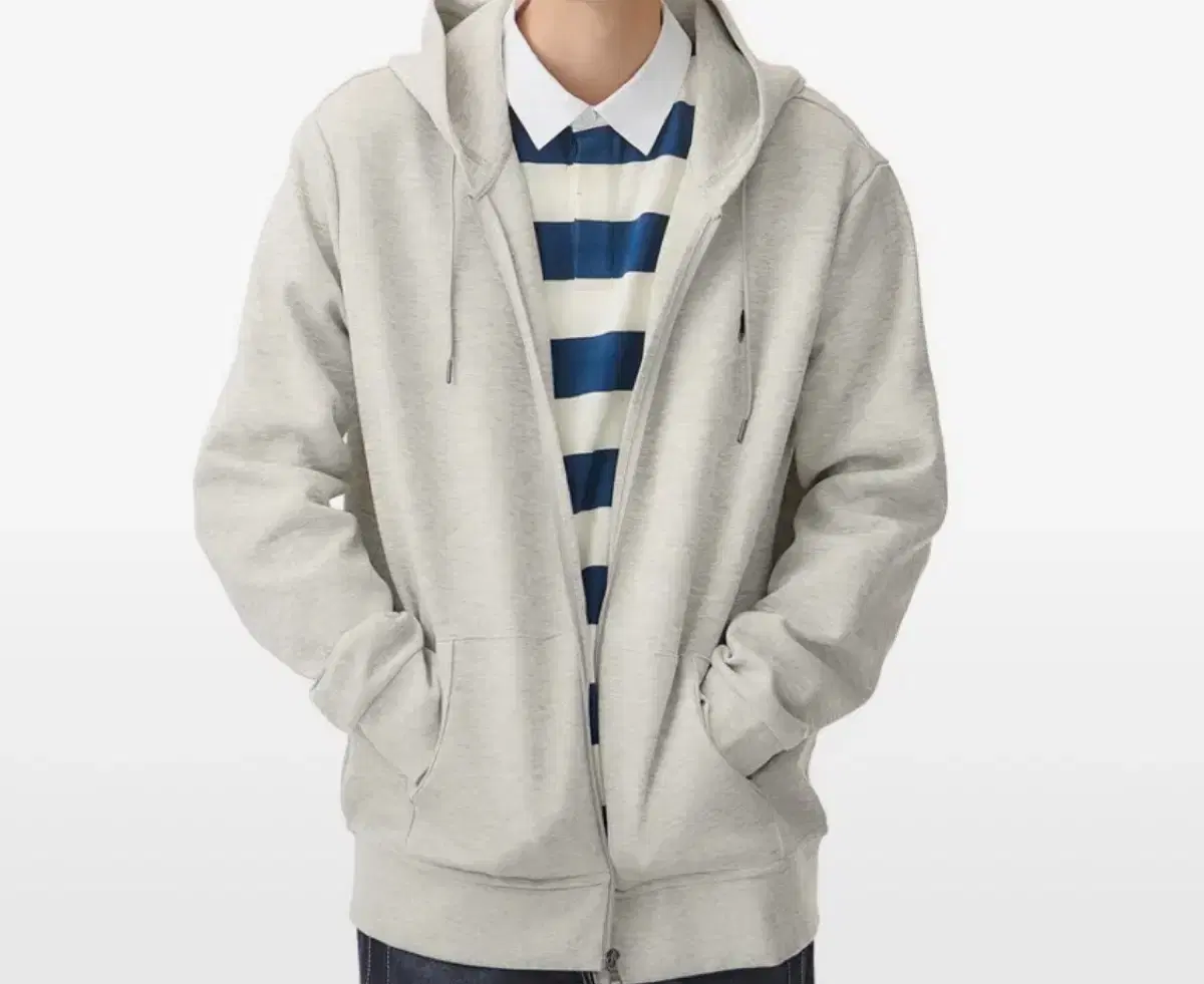 UnsealedNew/Department Store Line) Polo Double-knit hooded zip-up hoodie Zip-up hoodie Gray