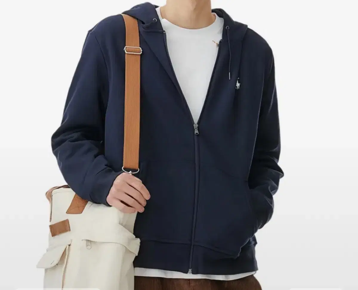 (Unsealed New/Department Store Line) Polo Double Knit Full Zip Up Hoodie Navy