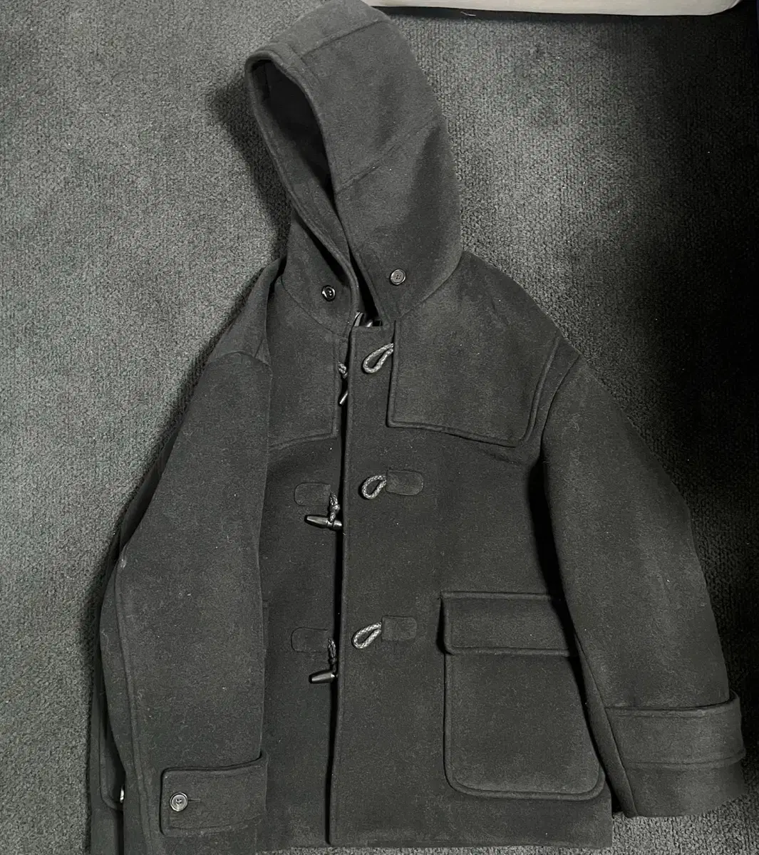 Partimento Oversized Melton Cornboy Duffel Coat Black