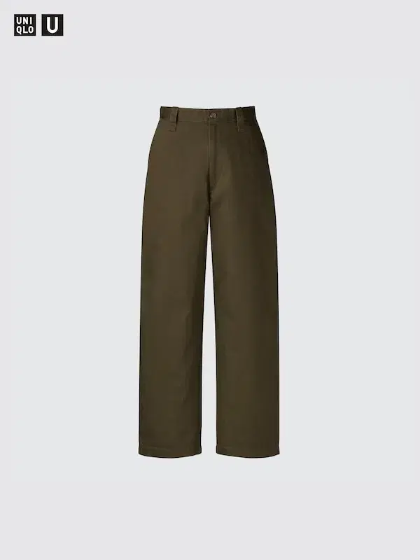 Uniqlo U Wide Fit Chino Pants 38 Dark Brown 73 Size New