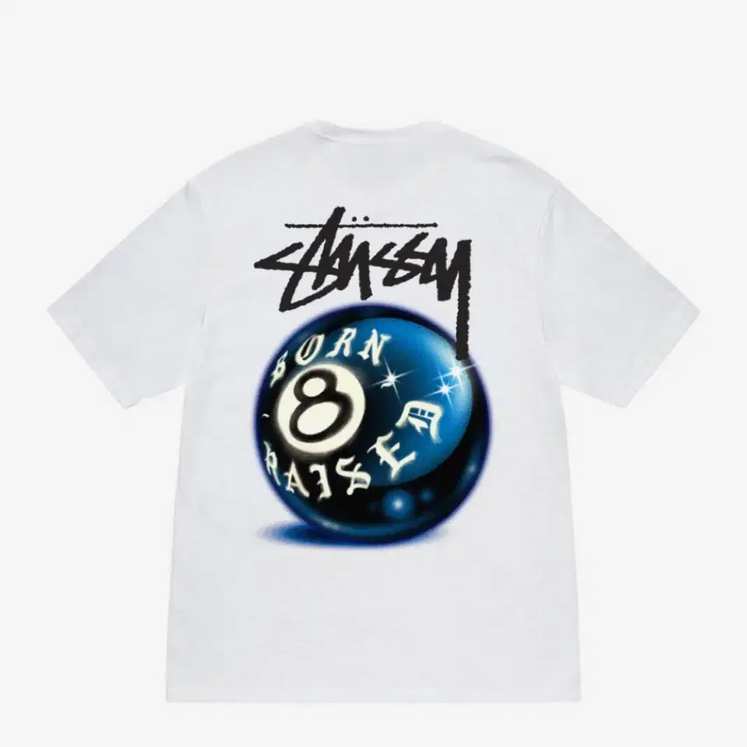 Stussy x Born X Raised 8 Ball White