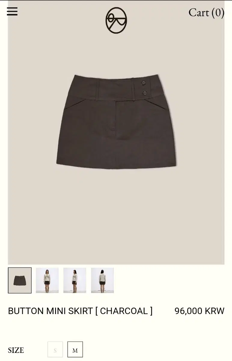 Ouro 아우로 BUTTON MINI SKIRT [ CHARCOAL ]