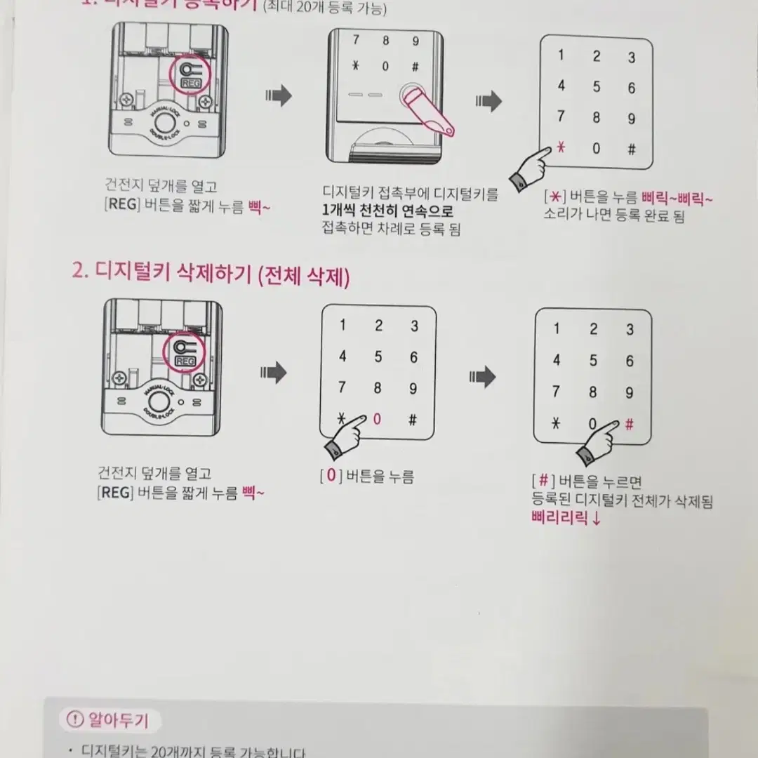 밀레도어락 터치키 도어락키 9개일괄