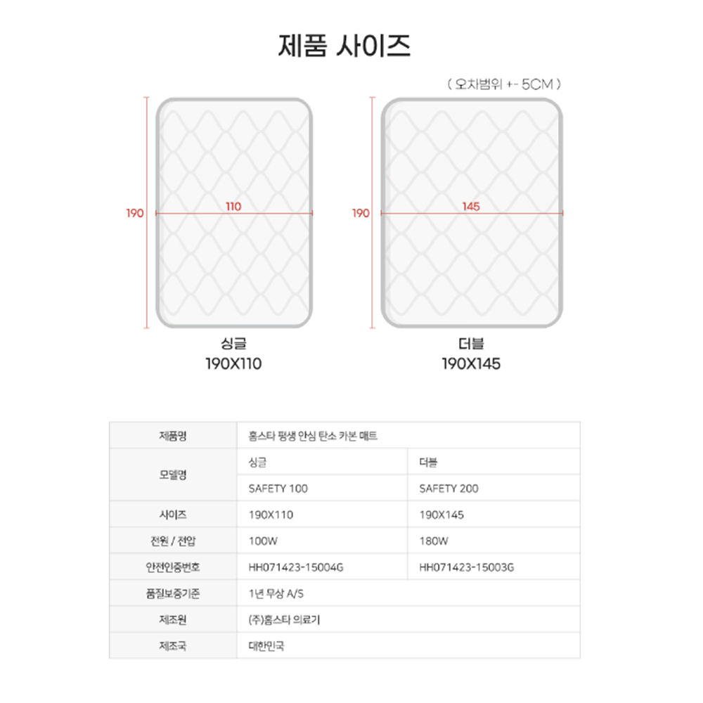 [무배](더블/싱글) 탄소 카본 저전력 온열 전기 매트 / 침대용 거실용