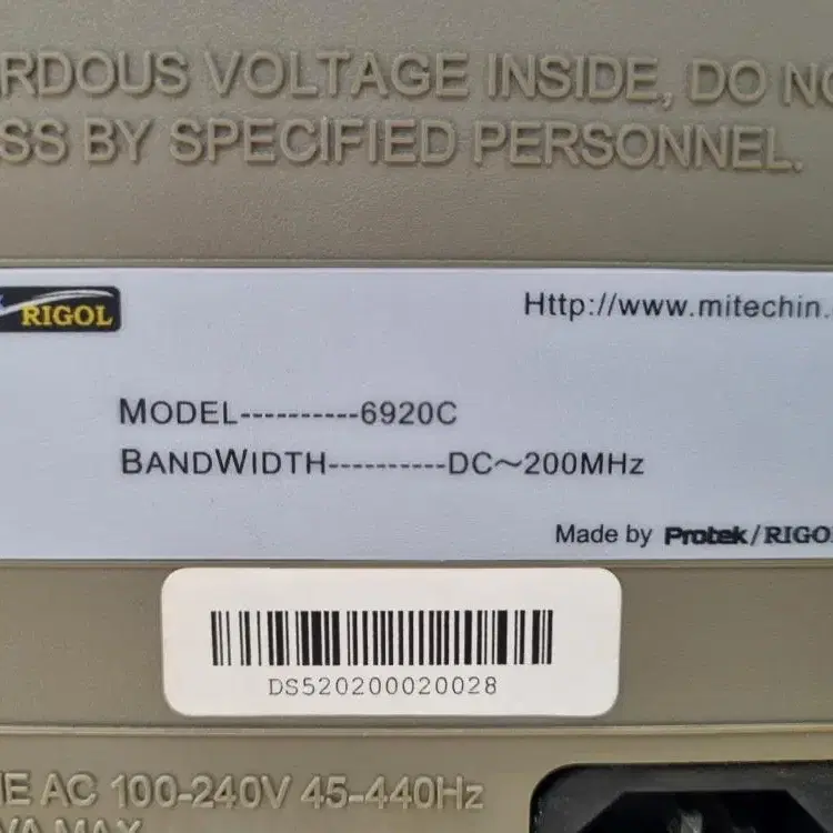 PROTEK RIGOL 6920C Oscilloscope 200MHz