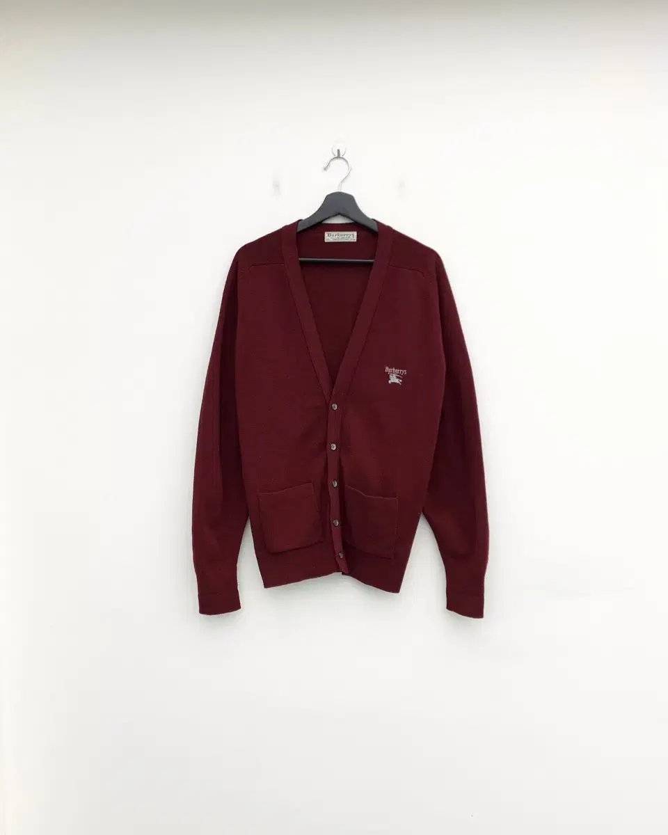 Burberry Wine Logo Knit Cardigan