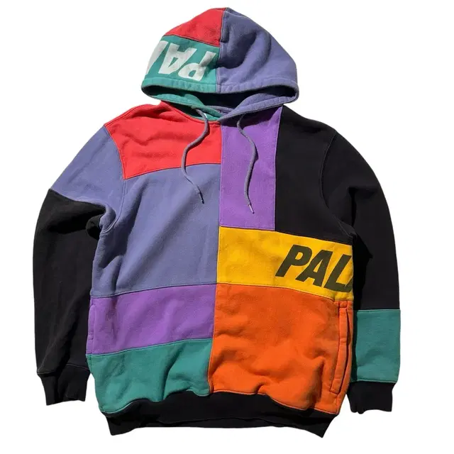 [L-XL] Palace 팔라스 컬러 블록 후드 티셔츠