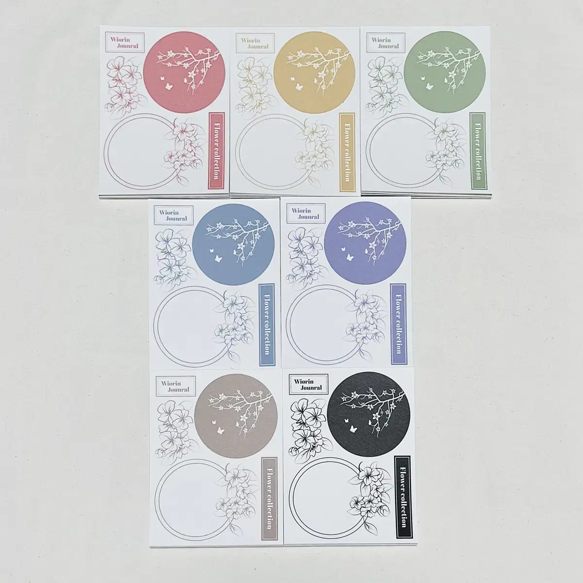 [Weolin] Vintage Full Moon Flower Frame Mochi Notes Set of 7