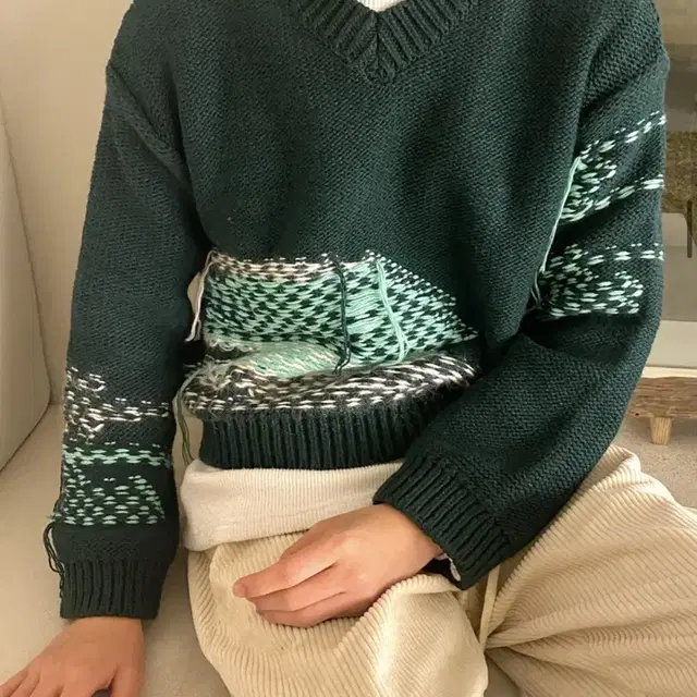 ~10/13]Unisex Cent Vintage Knit - Green