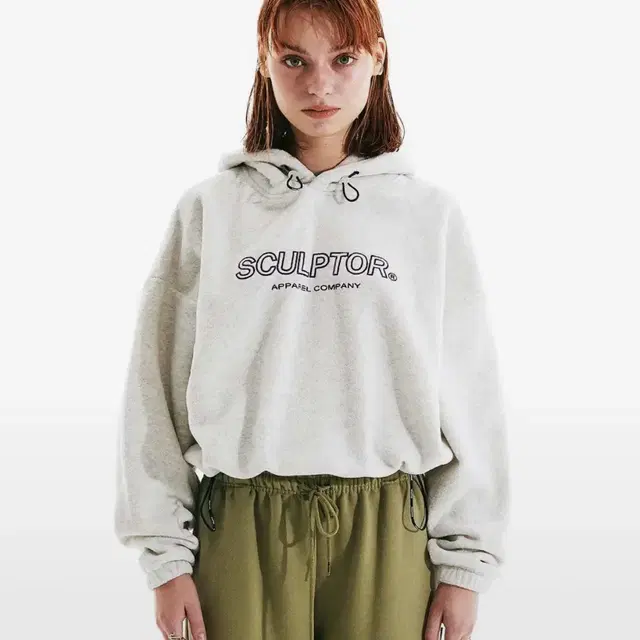 스컬프터 fleece string crop hoodie 플리스 크롭후드