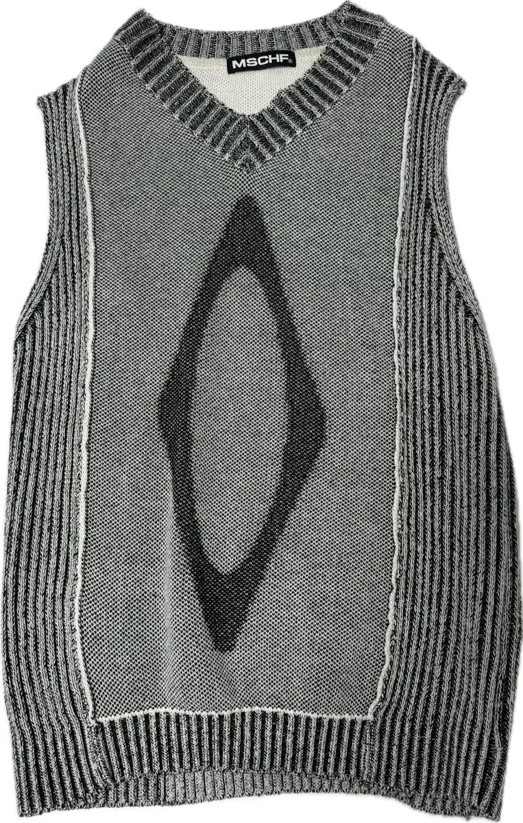 미스치프 RHOMBUS KNIT VEST-BLACK/CREAM