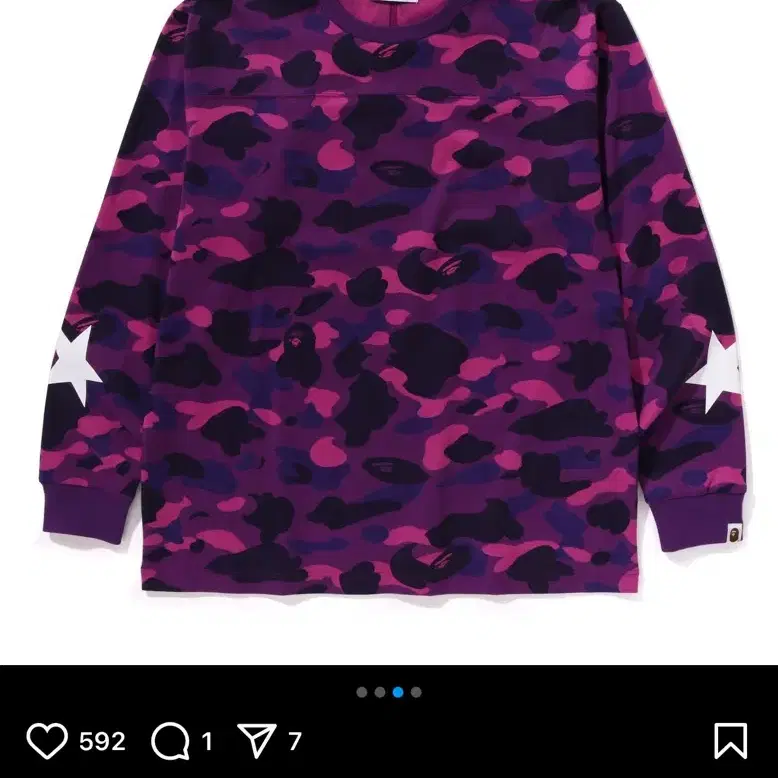 XXXL 3XL 베이프 컬러카모 긴팔티 보라색 퍼플 BAPE 새상품 새제