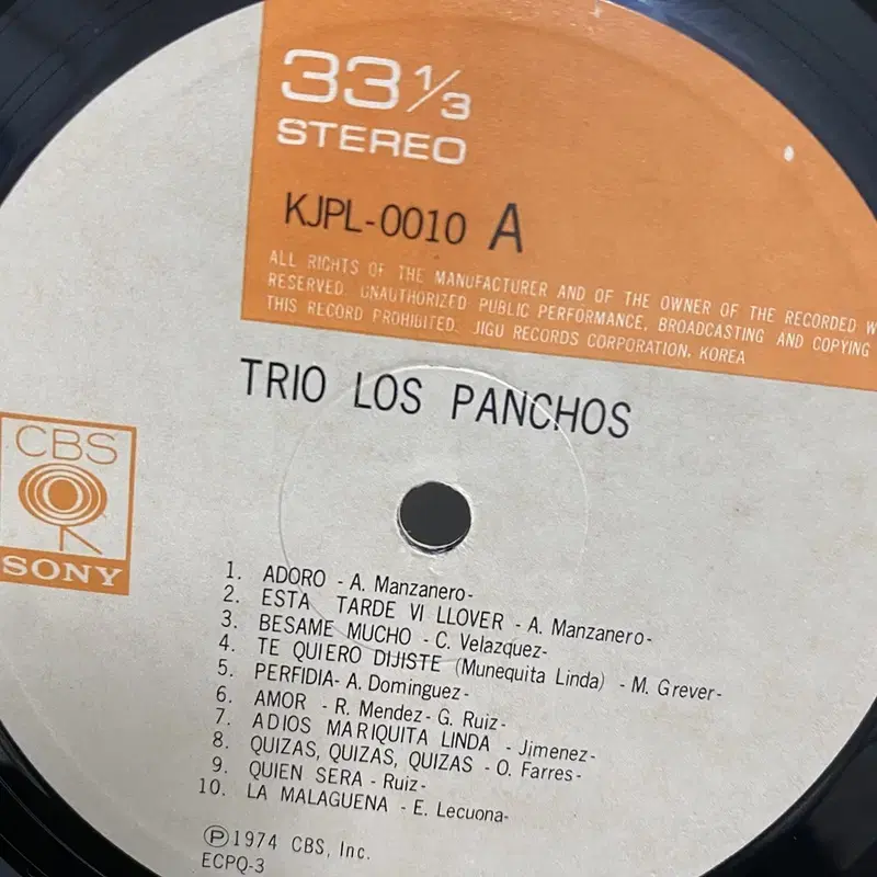 TRIO LOS PANCHOS LP / AA3449