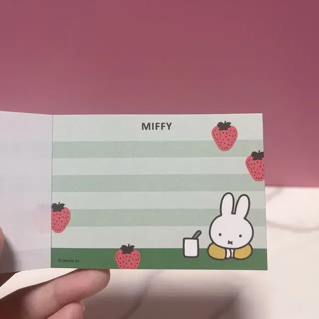 딸기 미피 miffy 미니 메모지