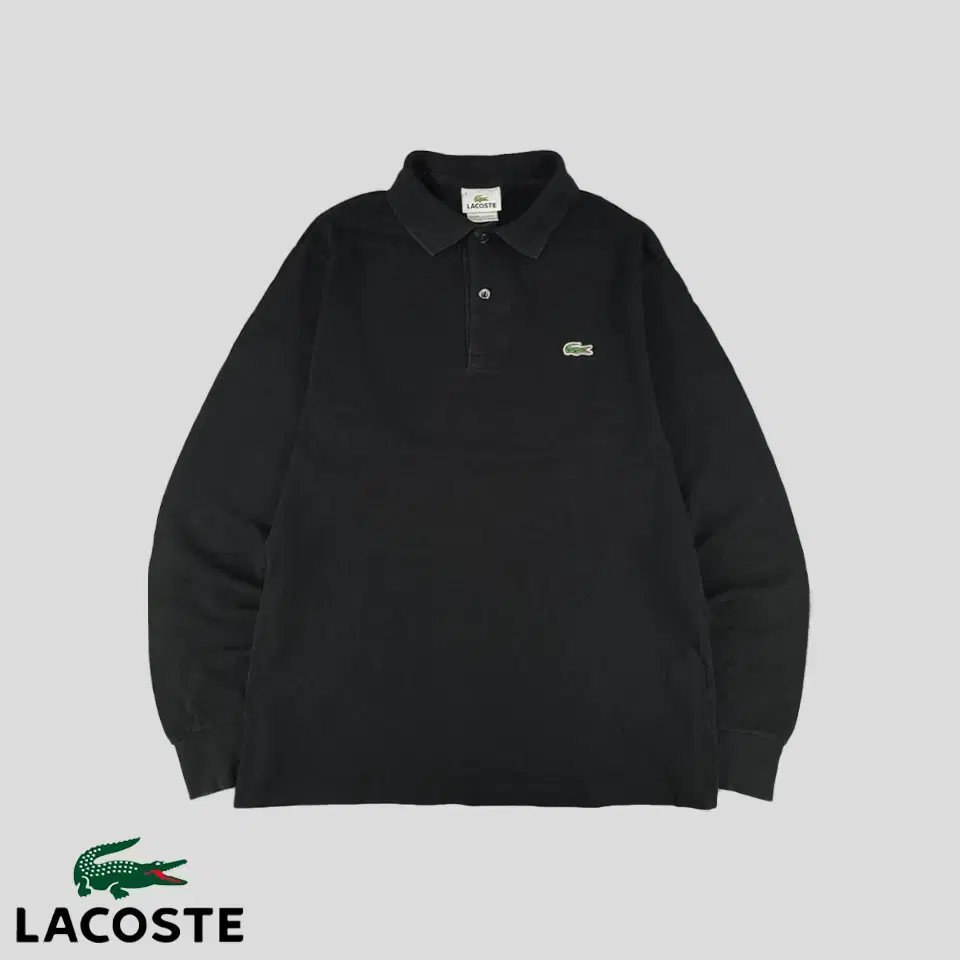 Lacoste Pigment Black Croc-Patch Cotton PK Piqué Collar Long-Sleeved T-Shirt Longsleeve