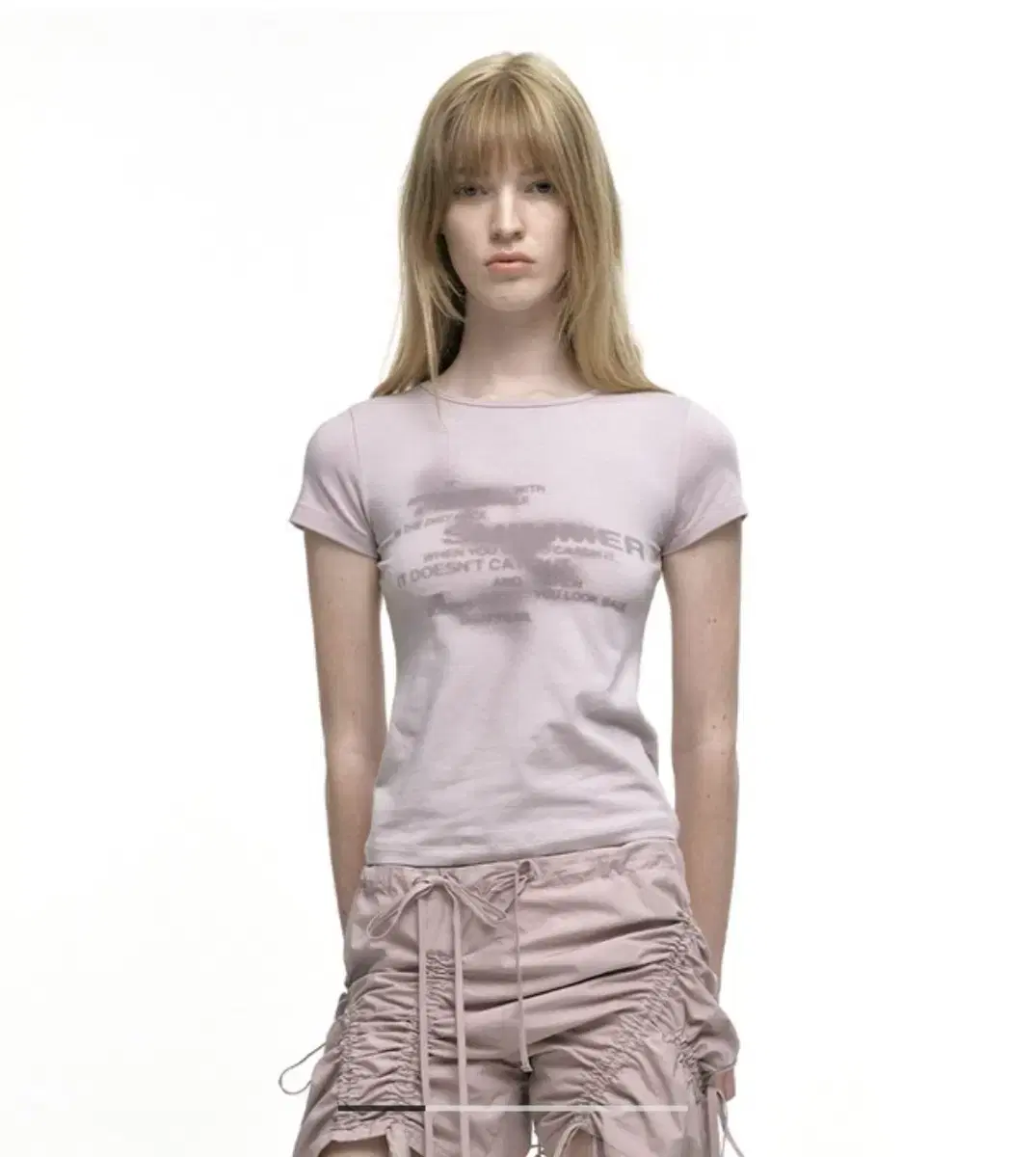 나체 shimmer crop t-shirt dusty pink