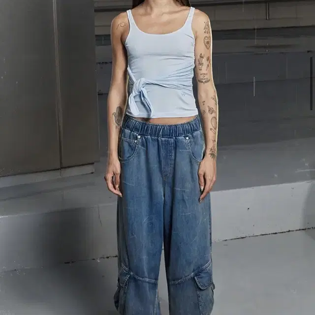 Openyy pocket rounding denim pants