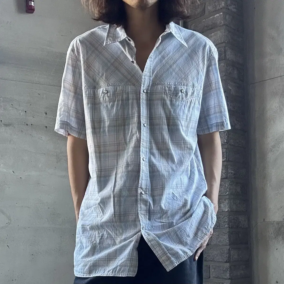 [L]Gap Plaid Western Short Sleeve Shirt