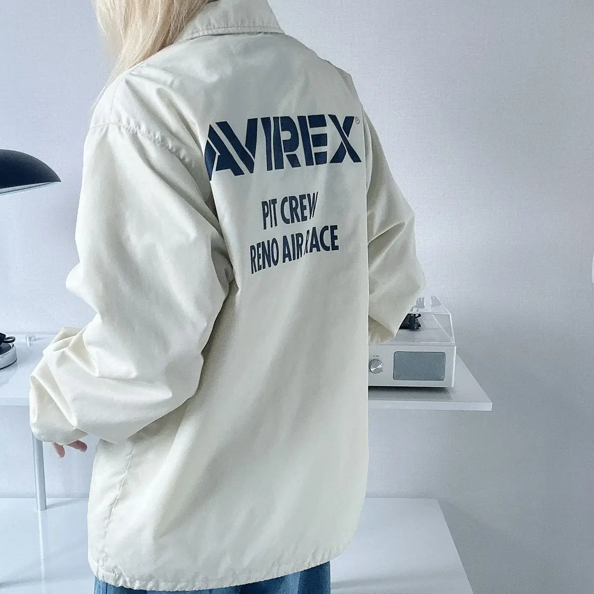 90s 아비렉스 빅로고 코치 자켓 AVIREX M 크림