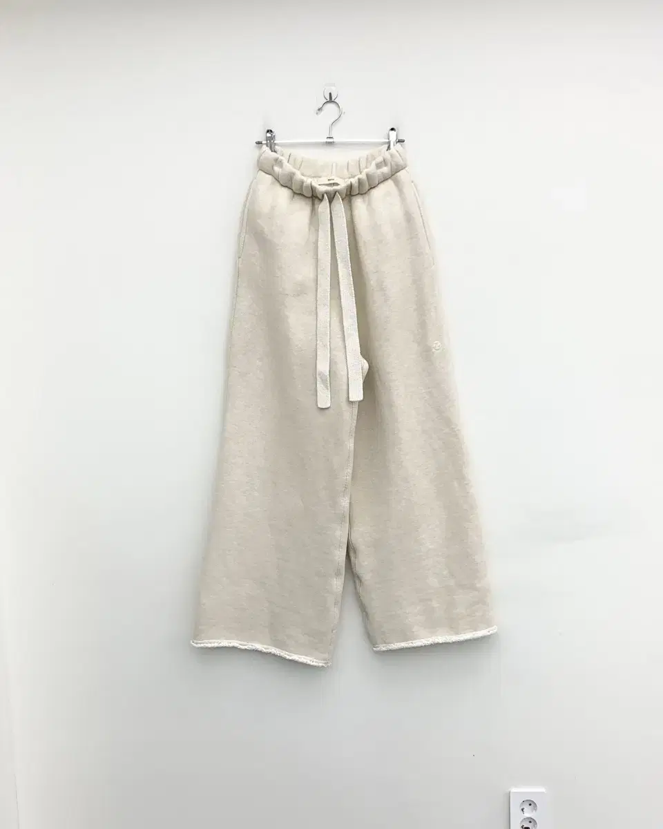 Recto Ivory string heavy cotton wide pants