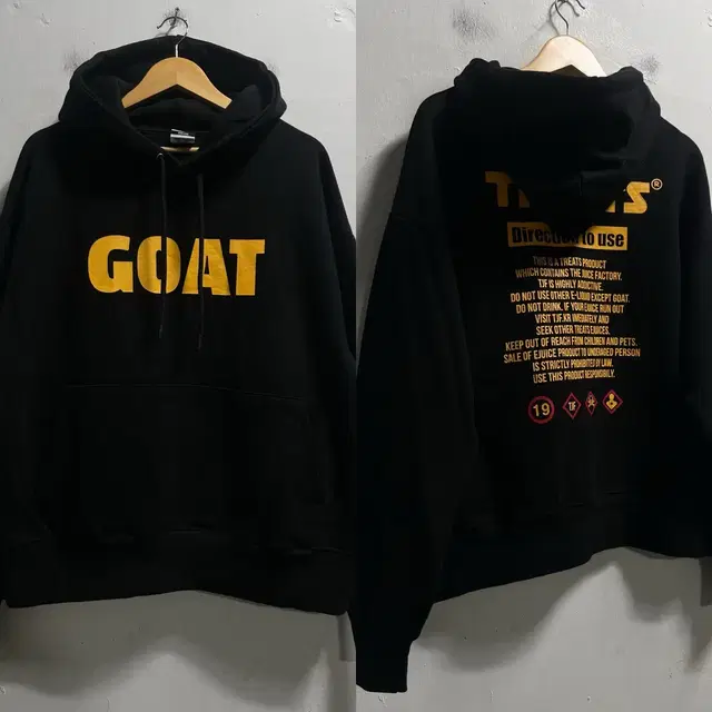 F(100-110)TREATS GOAT 로고 헤비웨이트 루즈핏 후드티