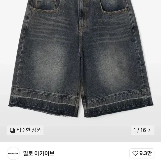 [밀로 아카이브] 레이어 워시드 데님 버뮤다 팬츠 (딥 블루)