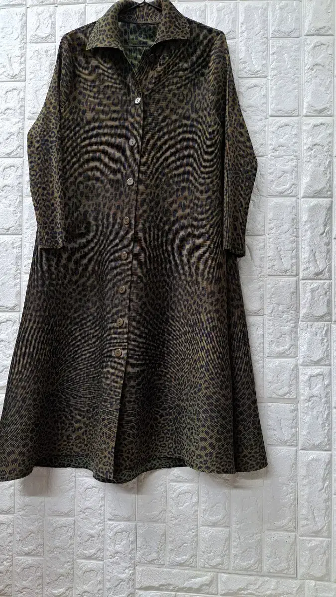 Leopard pleated coat, free size