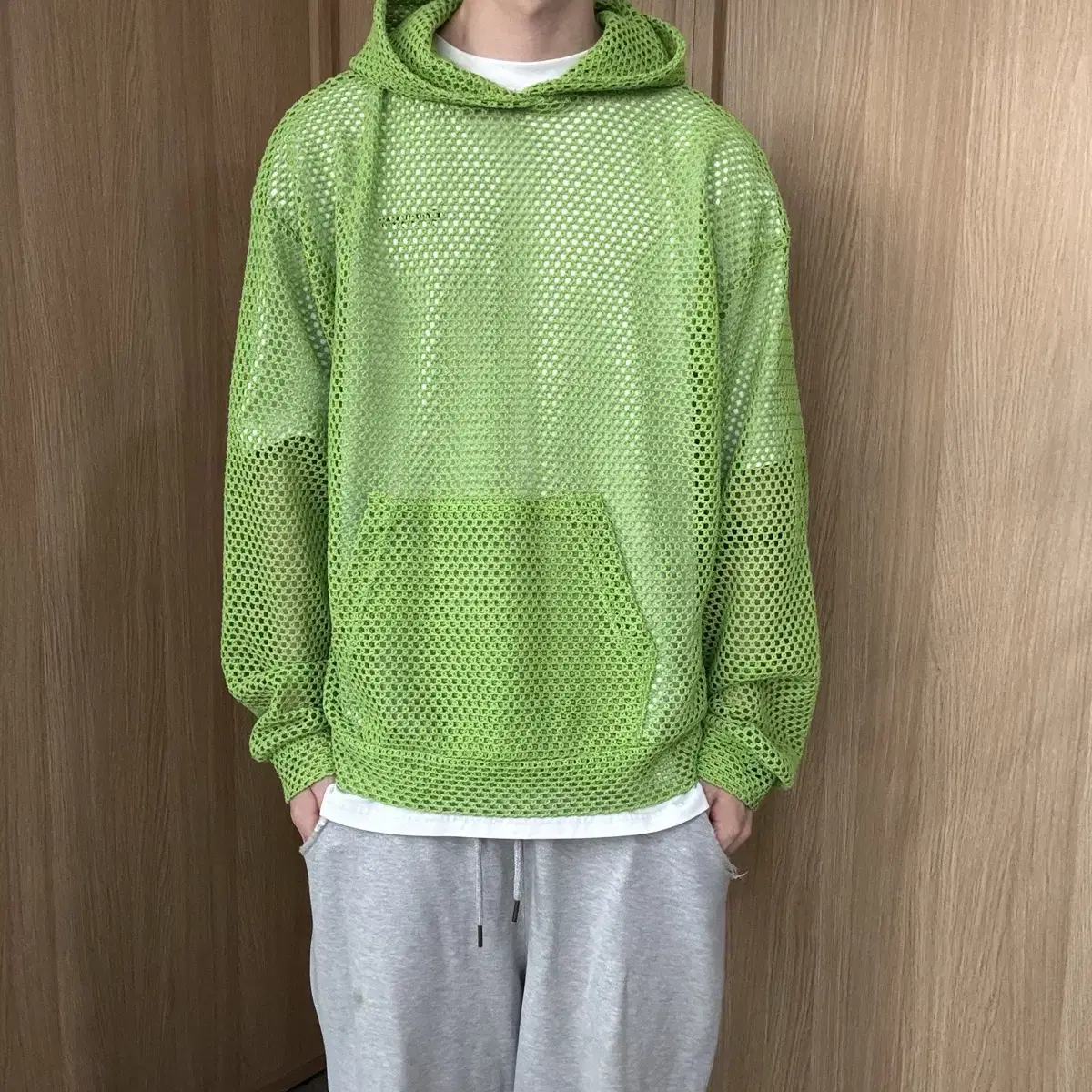 New arrivals Oversized Mesh Hooded Knit L