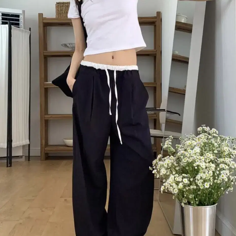 릿킴 double maxi slacks black