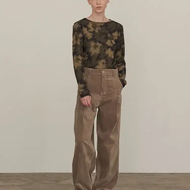 다이애그널 TUCK WIDE VELVET PANTS (brown) M