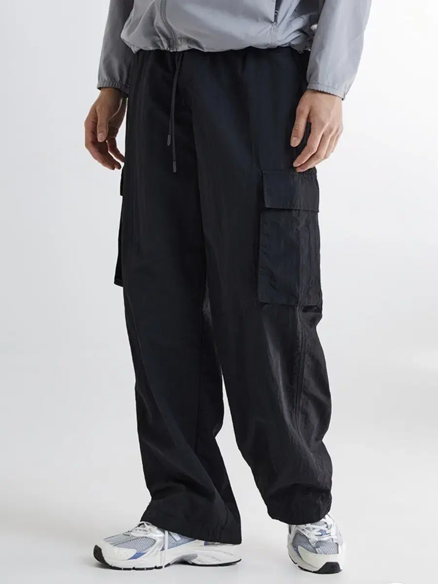 [L] Spao Nylon Wide Cargo Pants Black