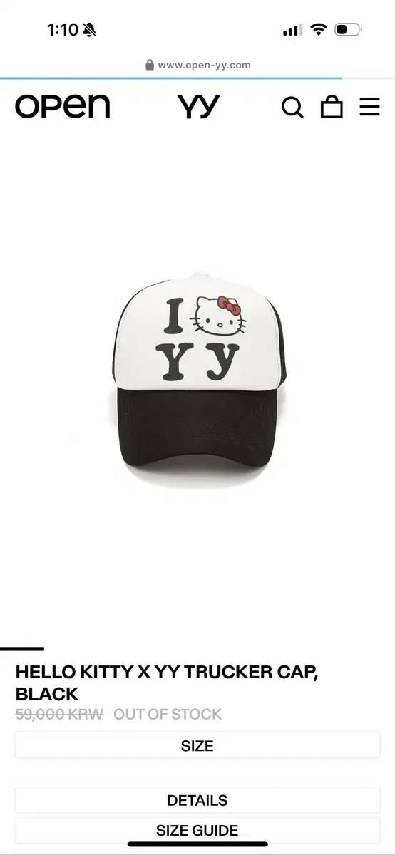 오픈와이와이 헬로키티 HELLO KITTY X YY CAP