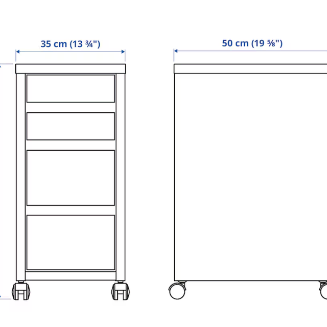 이케아 미케 이동식 서랍 화이트 35x75 IKEA MICKE 서랍장