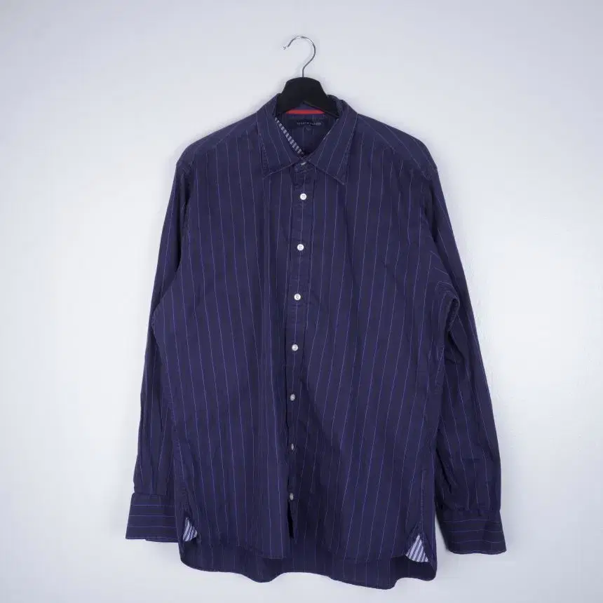 Tommy Hilfiger Navy Striped Cotton Shirt via1690