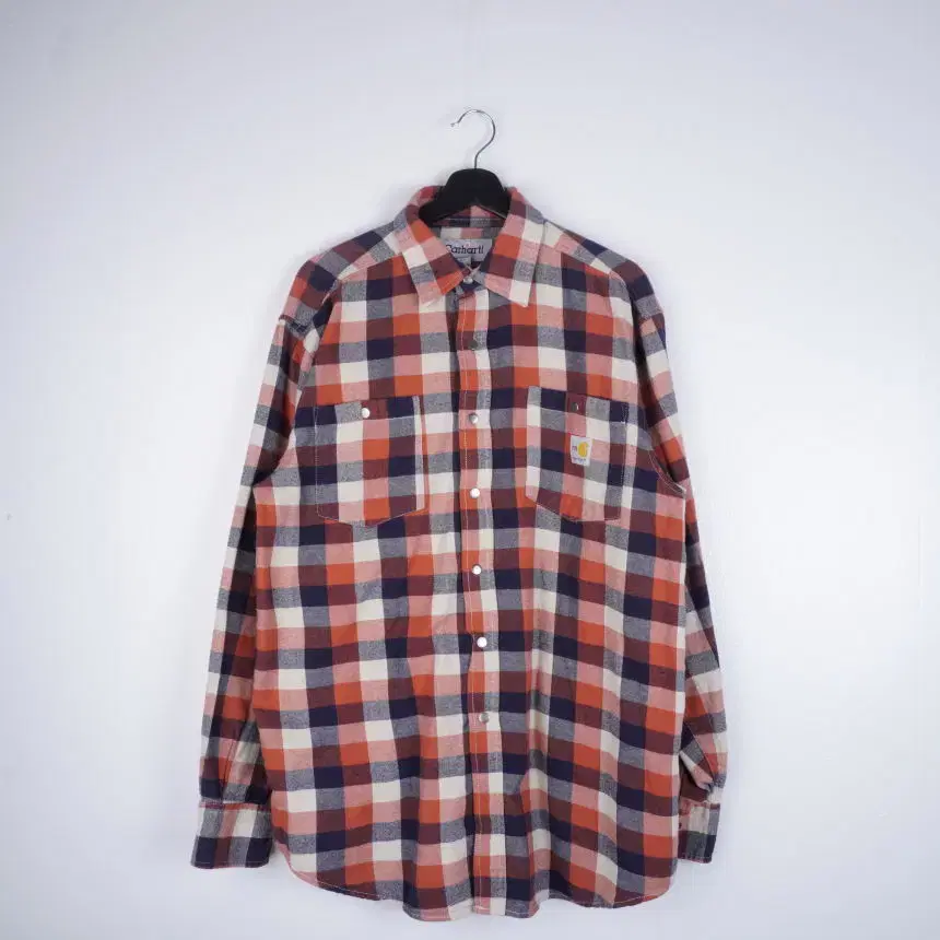 Calhart Two-Pocket Gingham Check Cotton Shirt via1697