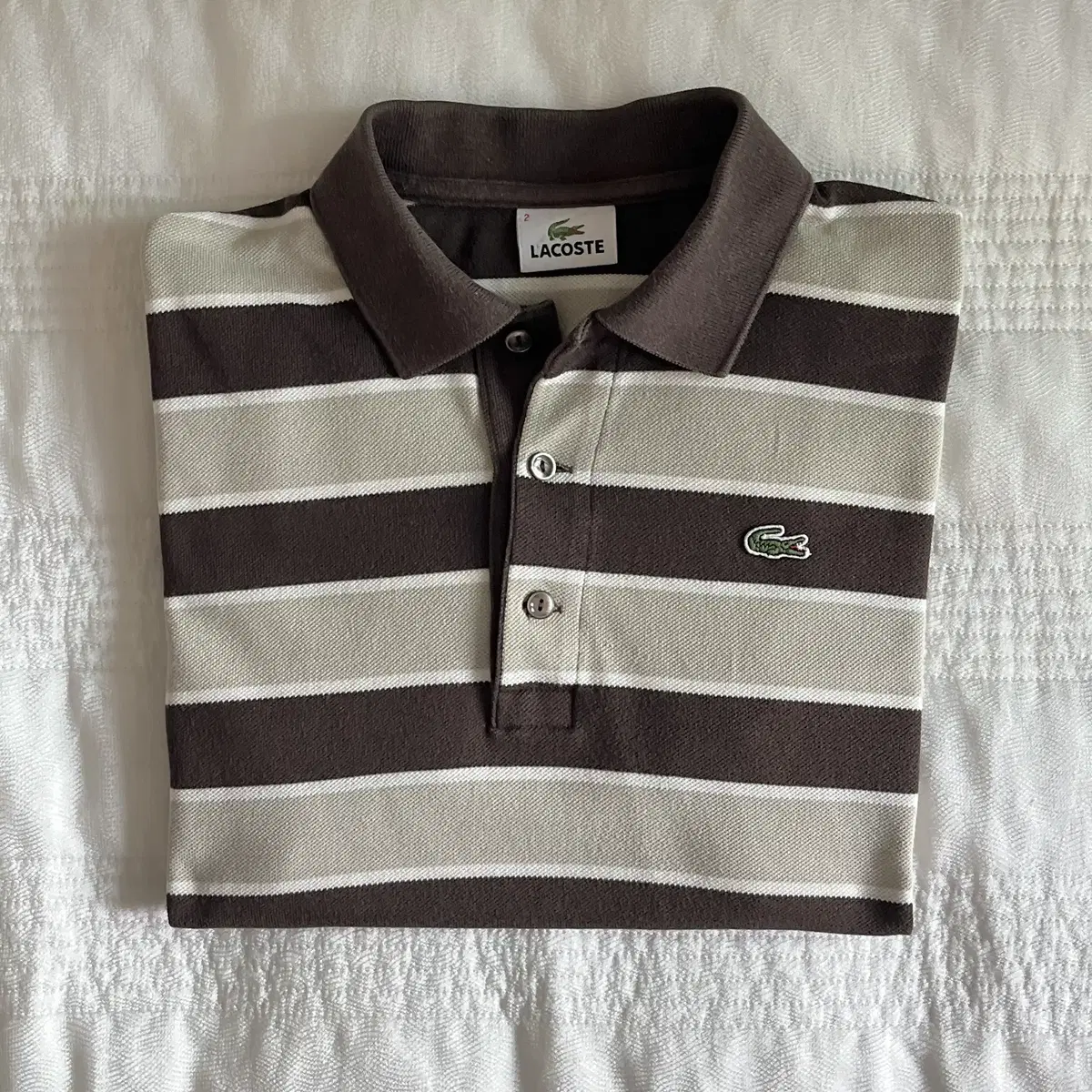 LACOSTE stripe pk shirt (made in JAPAN)