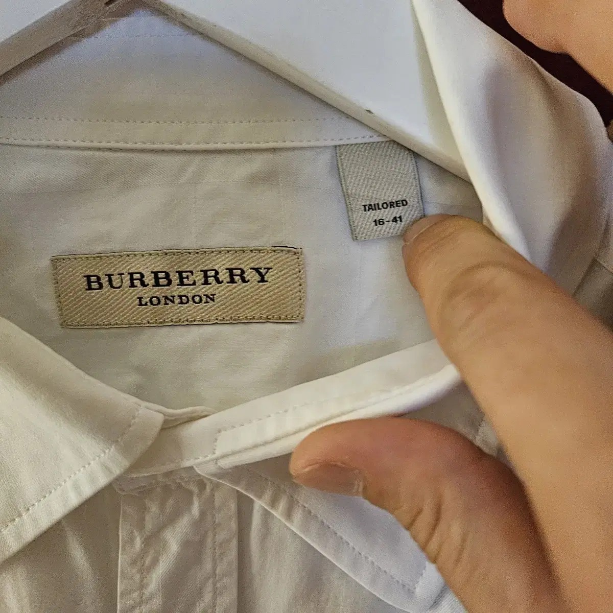 Burberry 버버리 남성 체크누빔 화이트 셔츠 100- 105size