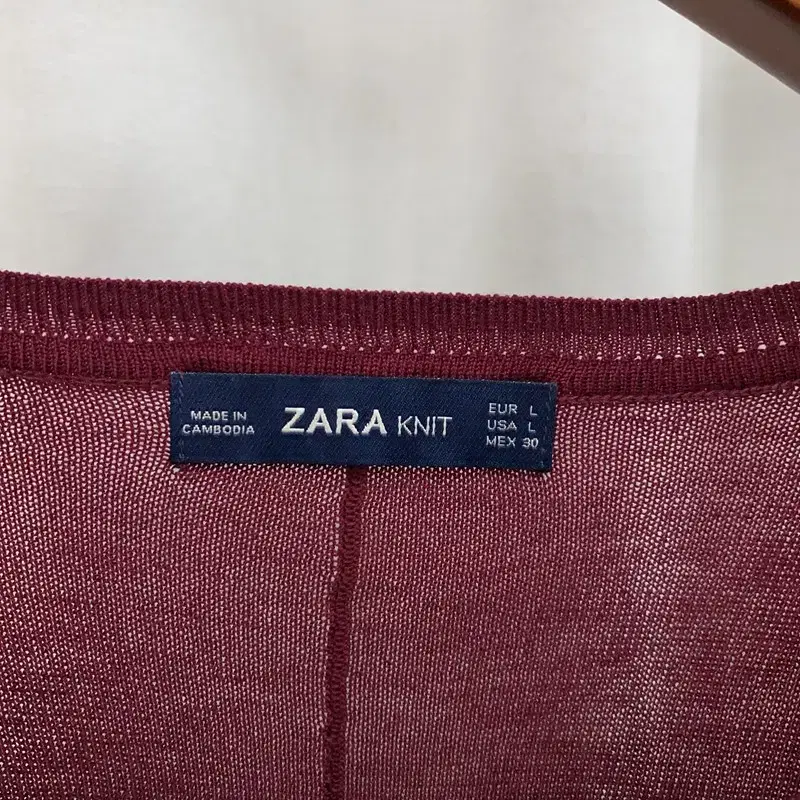 자라 ZARA 시스루 버건디 니트 90 S02526