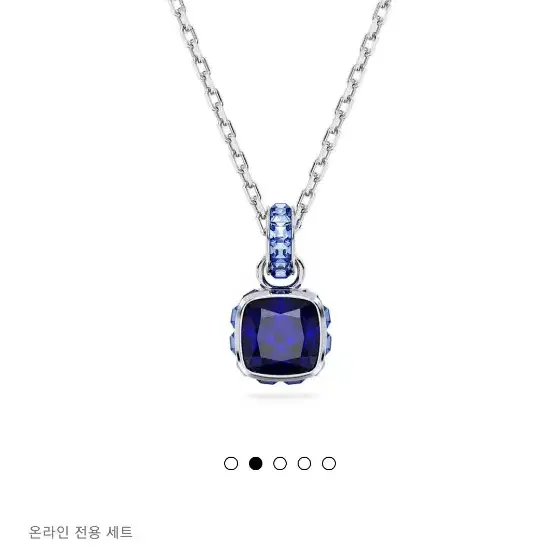 스와로브스키 목걸이 Birthstone 팬던트 스퀘어컷 로듐 네크리스