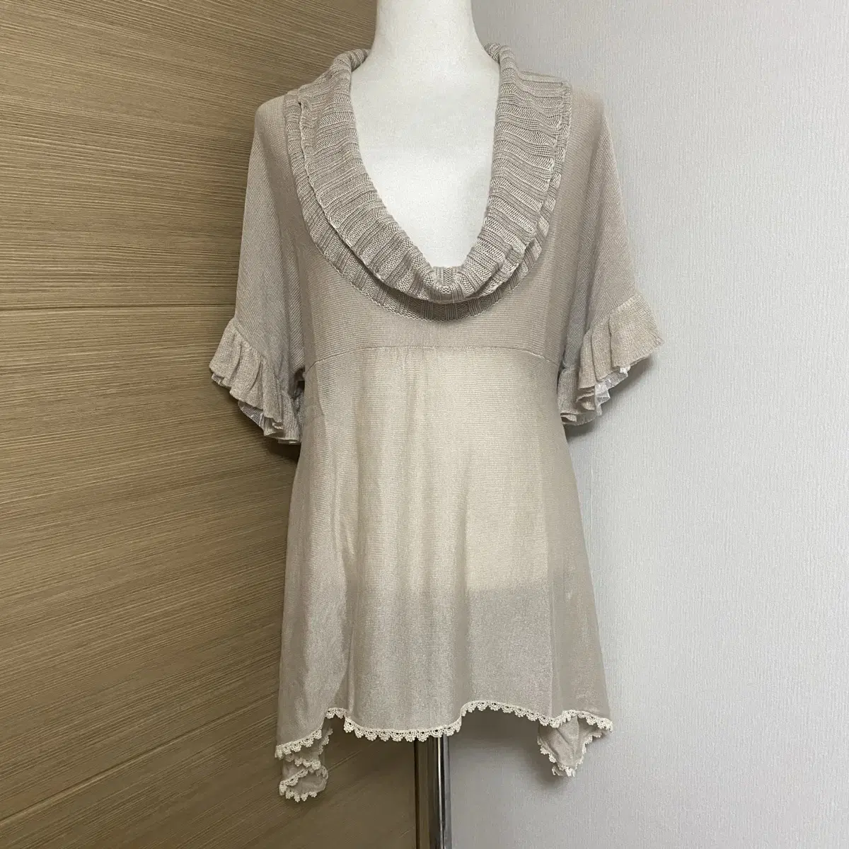 [AXES] Japan Vintage Exy's Palm Beige Brown Short Sleeve Knit