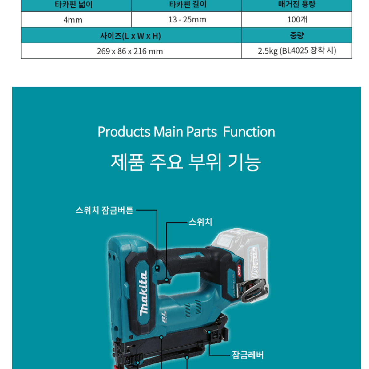 마끼다 40V 충전타카 ST001GZ 본체만 422사이즈 새상품 정품