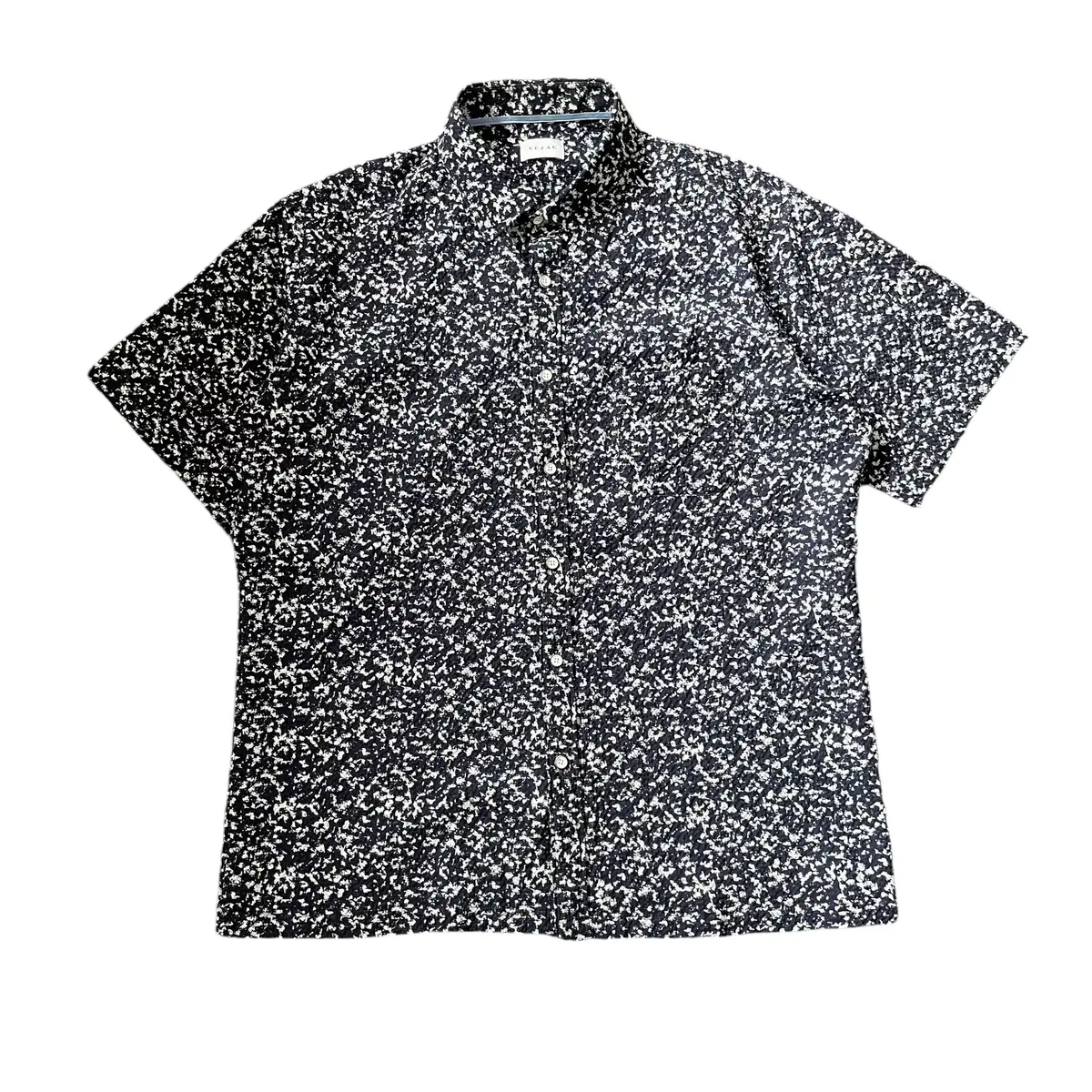 YEZAC Yezac Navy Pattern One-Pocket Short-Sleeved Shirt 110