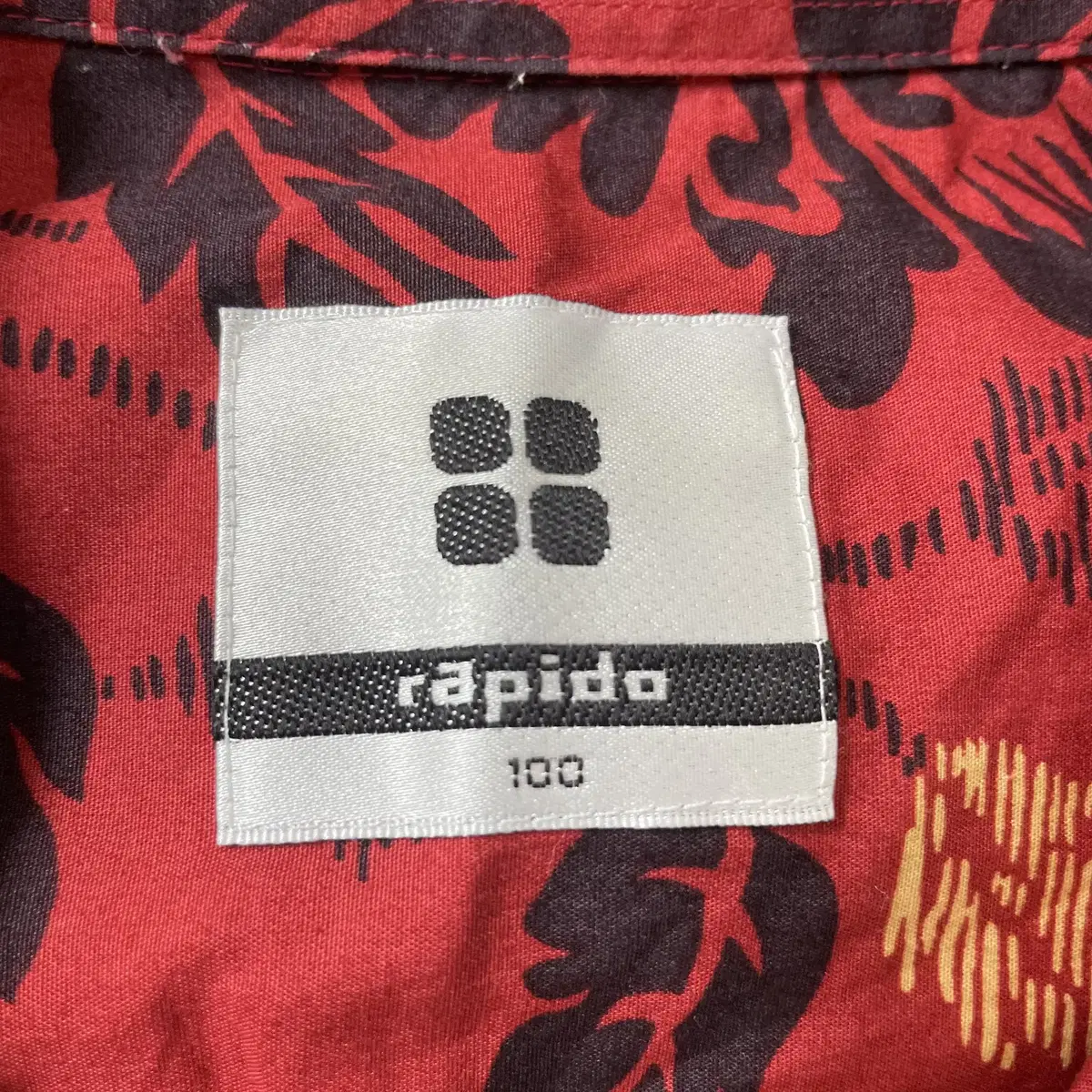 rapido 라피도 레드 하와이안 패턴 반팔 셔츠 100