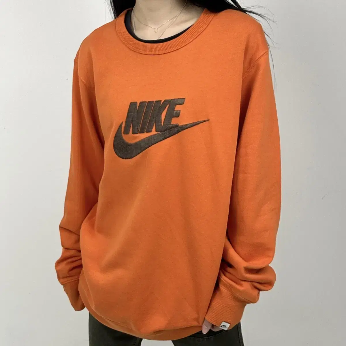 2000s NIKE 나이키 빅로고 올드스쿨 오렌지 맨투맨