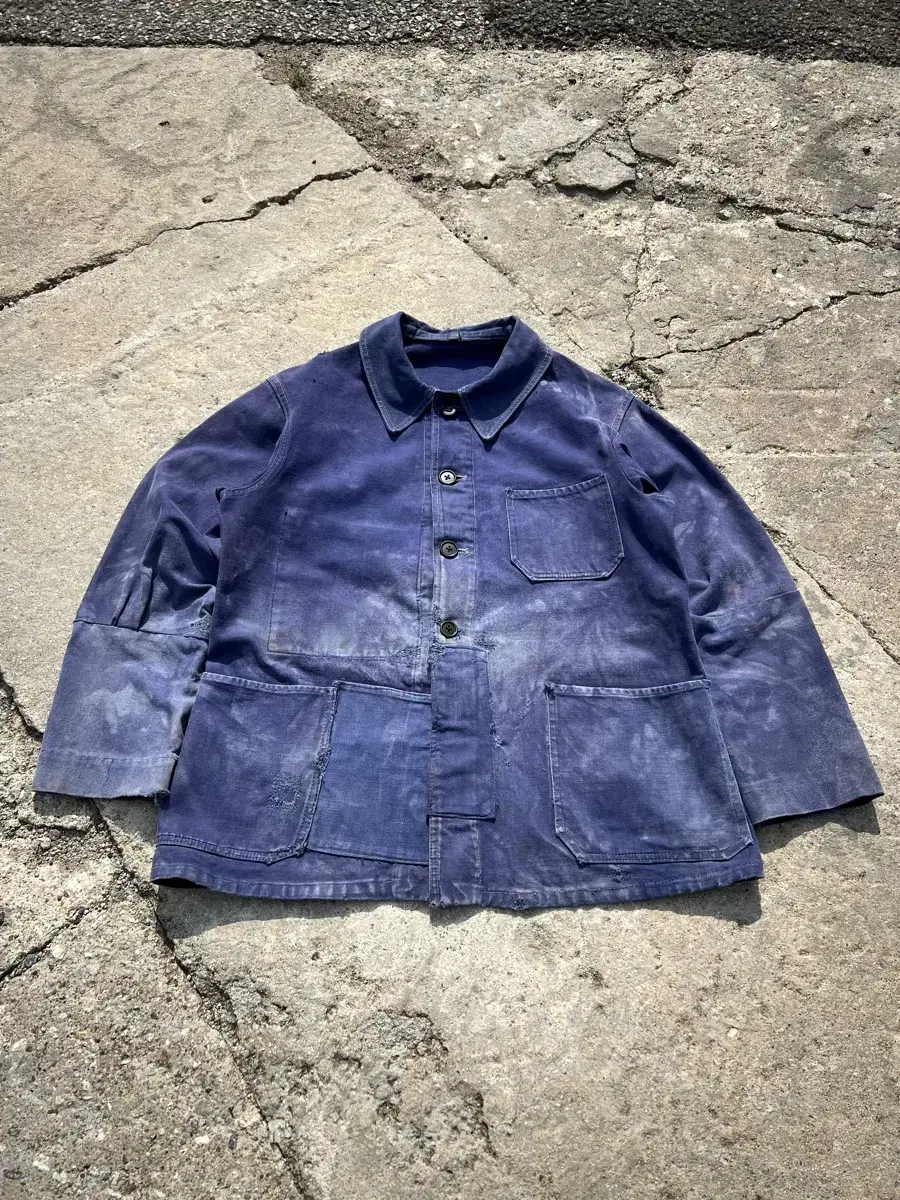 1970/80s HARD FADED OLD vintage French work jacket