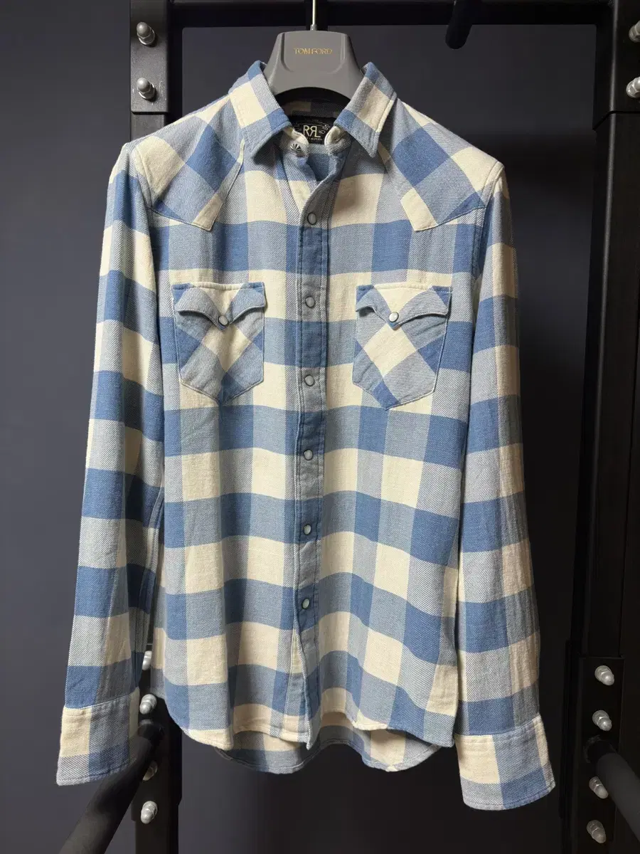 [S] RRL Slim Fit Plaid Twill Western Shirt