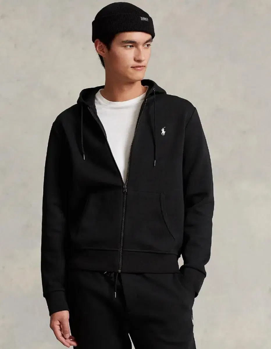 Polo double-knit hooded zip-up