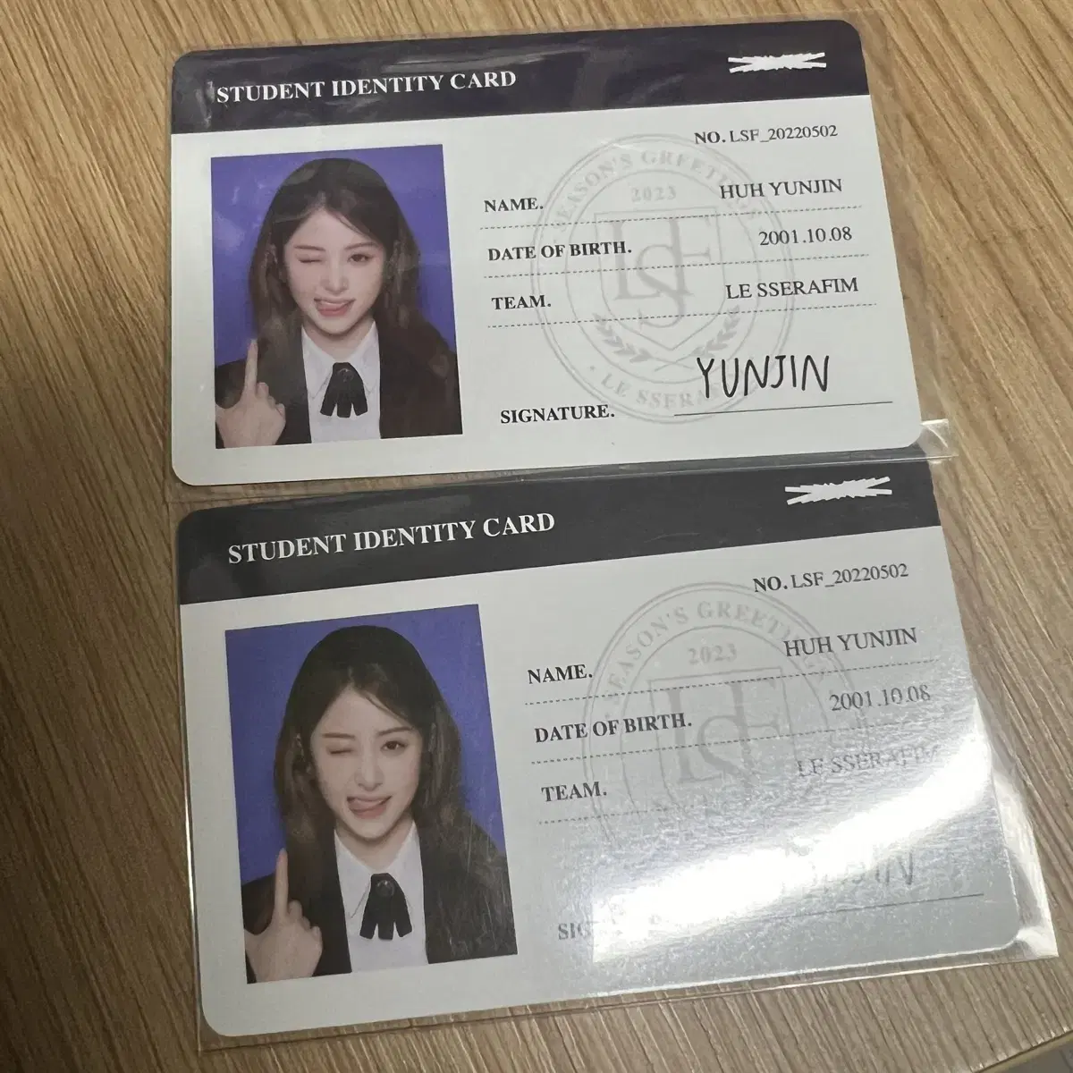 (나눔)le sserafim season's greetings seasons greetings huh yunjin photocard 아이디카드