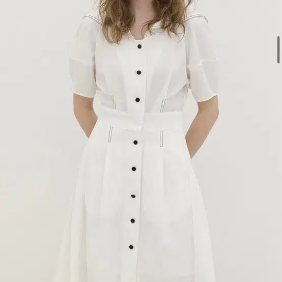 Ahwe sailor collar dress white